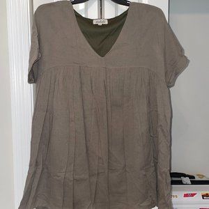 Listicle Olive Green Babydoll Dress